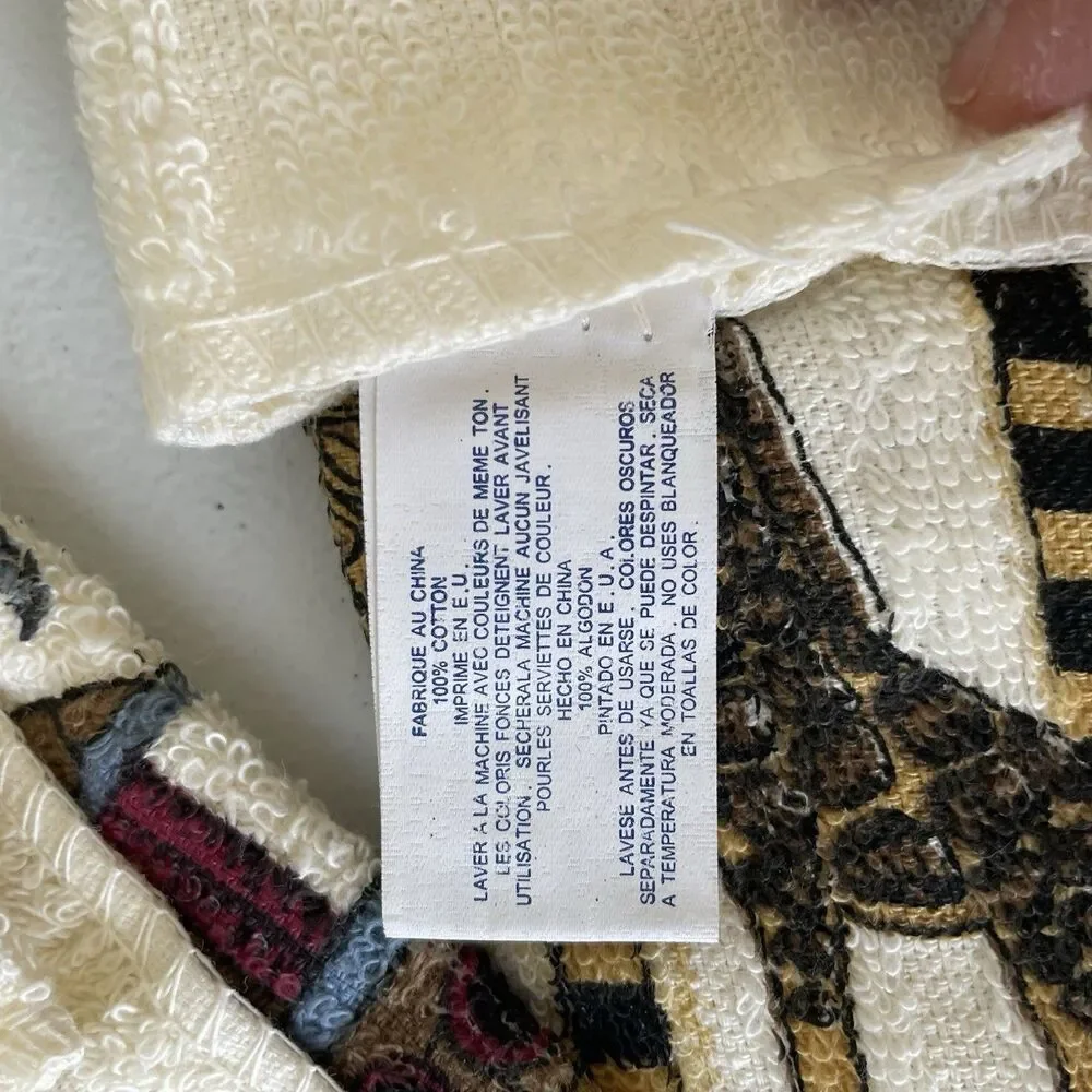 Vintage B&D Kitchenworks Hand Towels Lot 90's Noah's Arc Graphic 100% Cotton